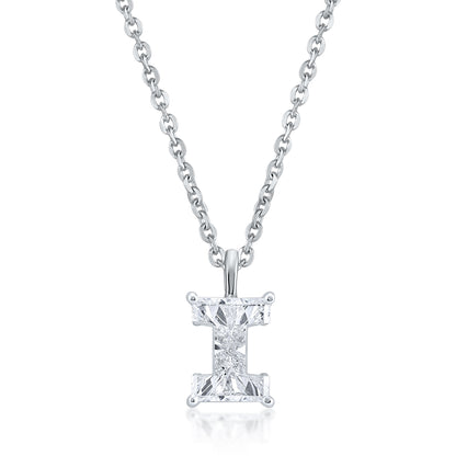14k White Gold Lab-Grown Diamond Alphabet Initial Pendant Necklace VS Clarity EF Color