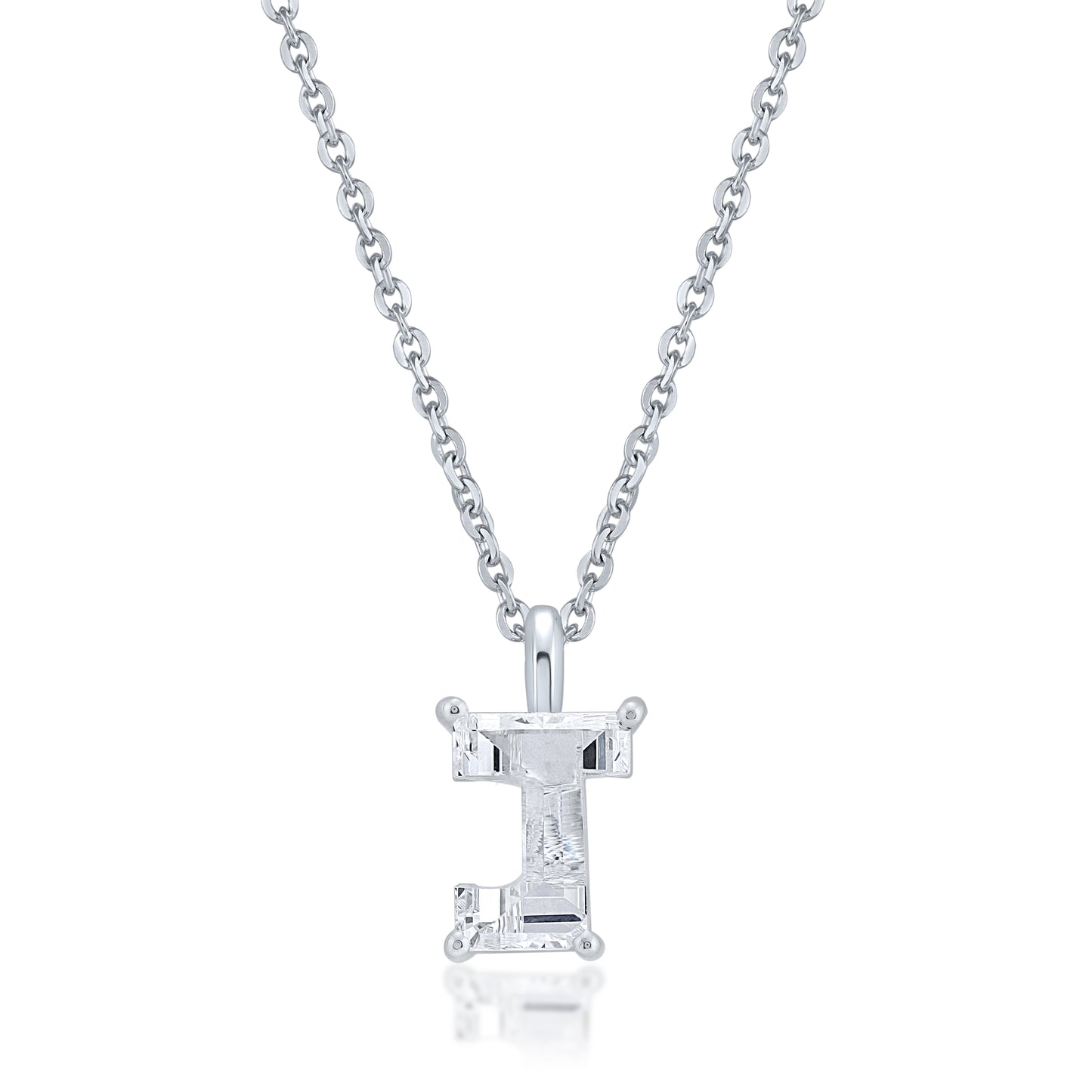 14k White Gold Lab-Grown Diamond Alphabet Initial Pendant Necklace VS Clarity EF Color
