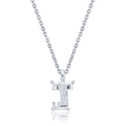 14k White Gold Lab-Grown Diamond Alphabet Initial Pendant Necklace VS Clarity EF Color