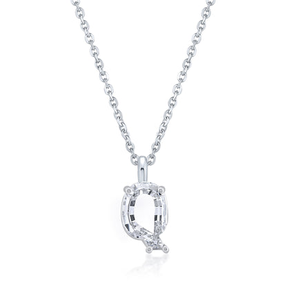 14k White Gold Lab-Grown Diamond Alphabet Initial Pendant Necklace VS Clarity EF Color