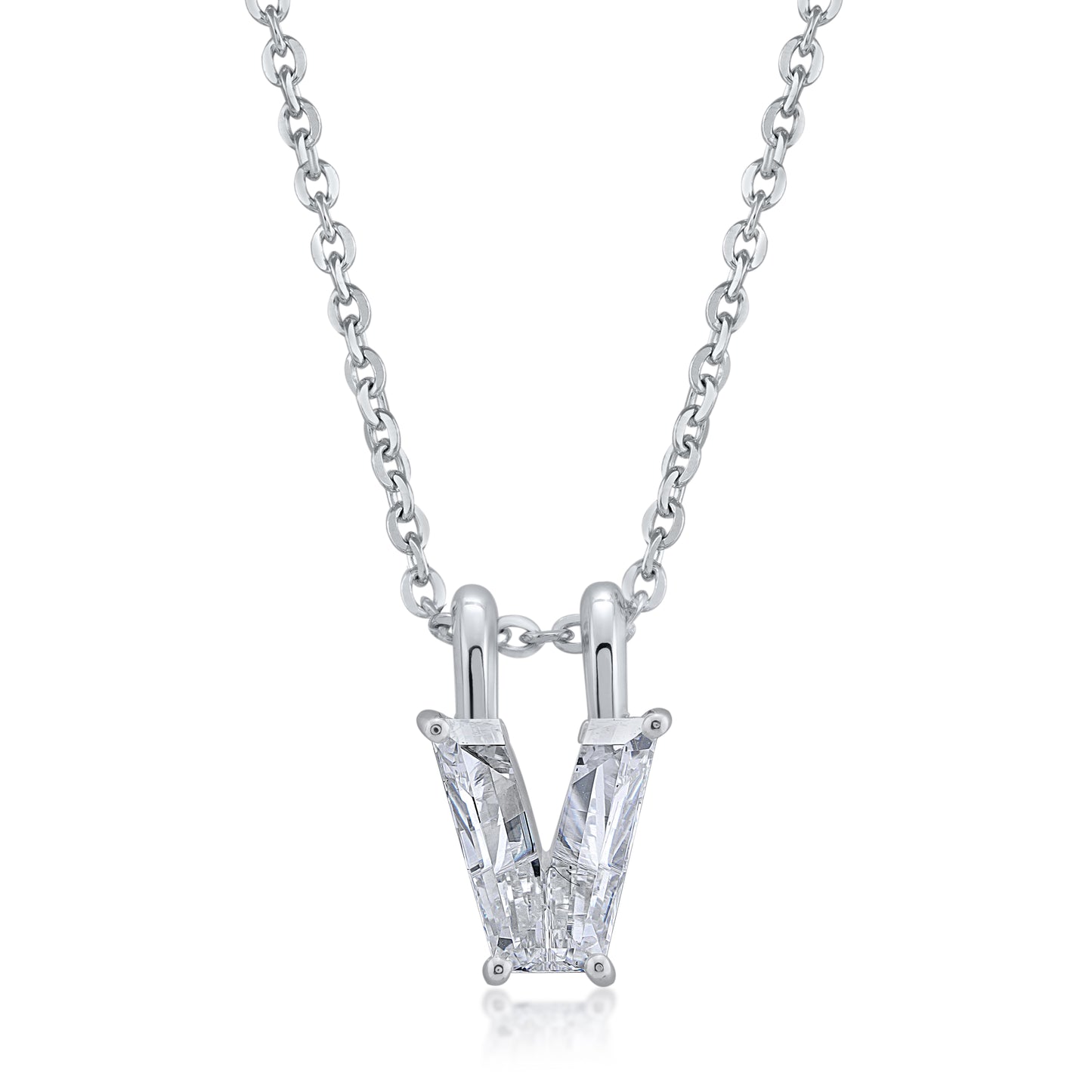 14k White Gold Lab-Grown Diamond Alphabet Initial Pendant Necklace VS Clarity EF Color