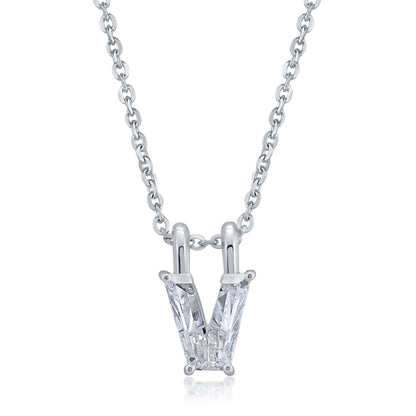 14k White Gold Lab-Grown Diamond Alphabet Initial Pendant Necklace VS Clarity EF Color