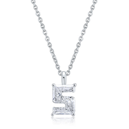 14k White Gold Lab-Grown Diamond Alphabet Initial Pendant Necklace VS Clarity EF Color