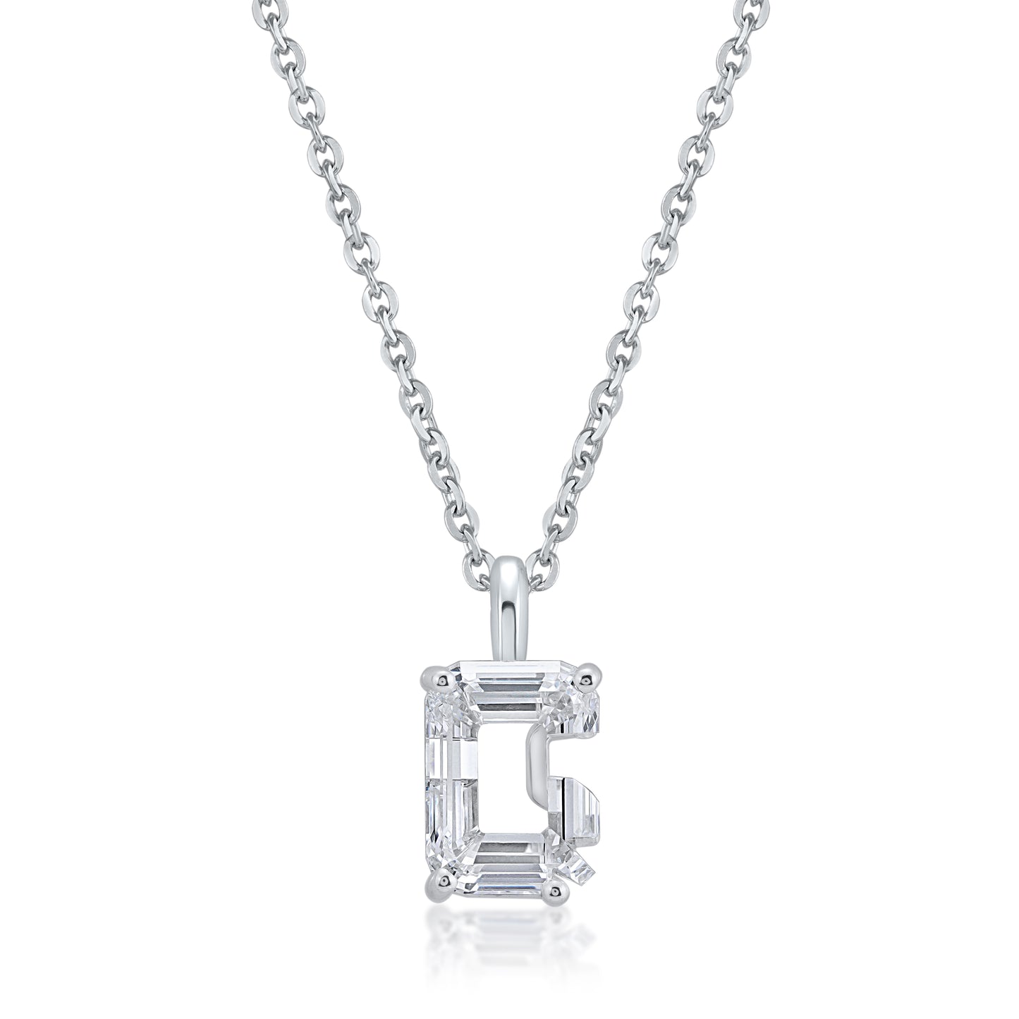 14k White Gold Lab-Grown Diamond Alphabet Initial Pendant Necklace VS Clarity EF Color