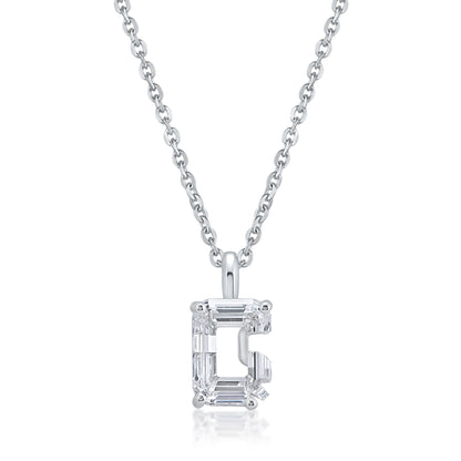 14k White Gold Lab-Grown Diamond Alphabet Initial Pendant Necklace VS Clarity EF Color