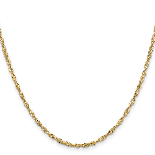 14k Yellow Gold 2mm Singapore Chain Necklace
