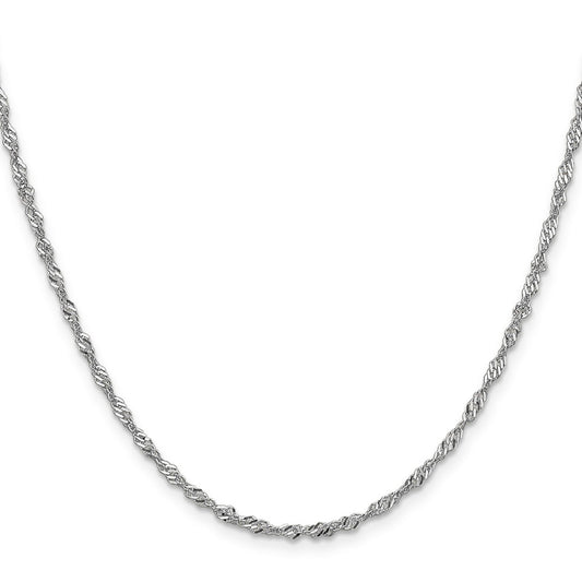 14K White Gold 2.0mm Singapore Chain Necklace