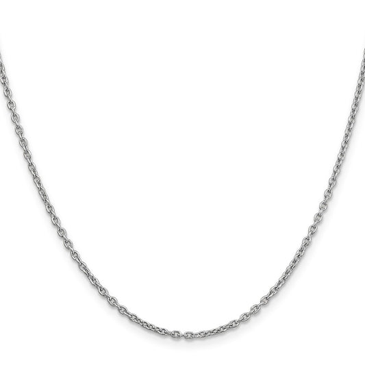 14K White Gold 2mm Round Open Link Cable Chain Necklace