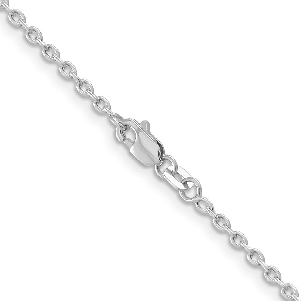 14K White Gold 2mm Round Open Link Cable Chain Necklace