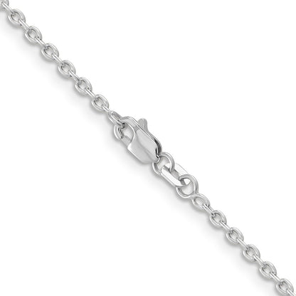 14K White Gold 2mm Round Open Link Cable Chain Necklace
