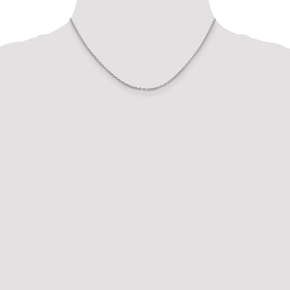 14K White Gold 2mm Round Open Link Cable Chain Necklace