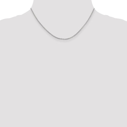 14K White Gold 2mm Round Open Link Cable Chain Necklace
