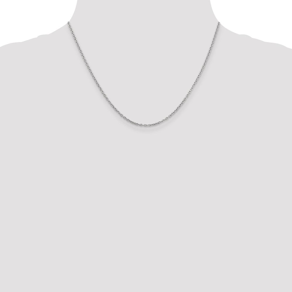 14K White Gold 2mm Round Open Link Cable Chain Necklace