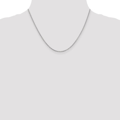 14K White Gold 2mm Round Open Link Cable Chain Necklace