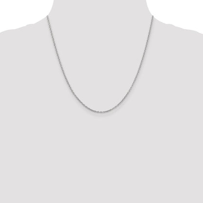 14K White Gold 2mm Round Open Link Cable Chain Necklace