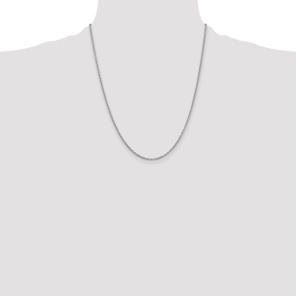 14K White Gold 2mm Round Open Link Cable Chain Necklace