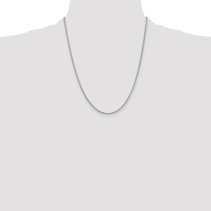 14K White Gold 2mm Round Open Link Cable Chain Necklace