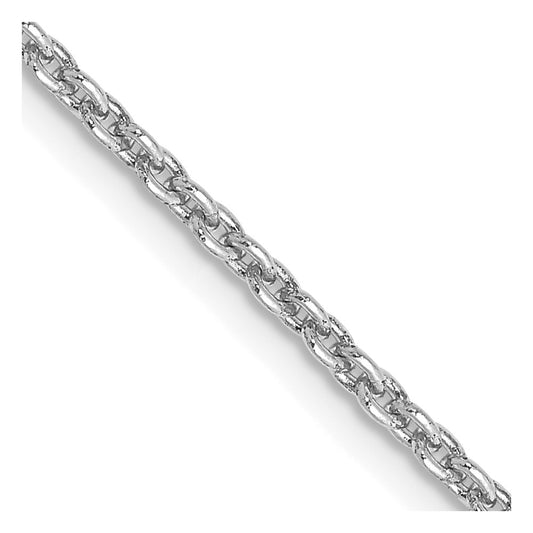 14K White Gold 2mm Round Open Link Cable Chain Necklace