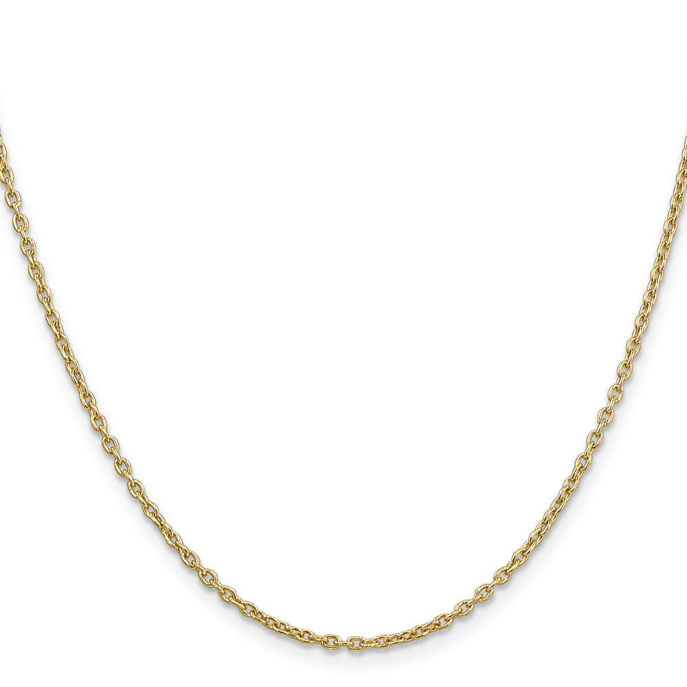 14k Yellow Gold 2mm Round Open Link Cable Chain Necklace
