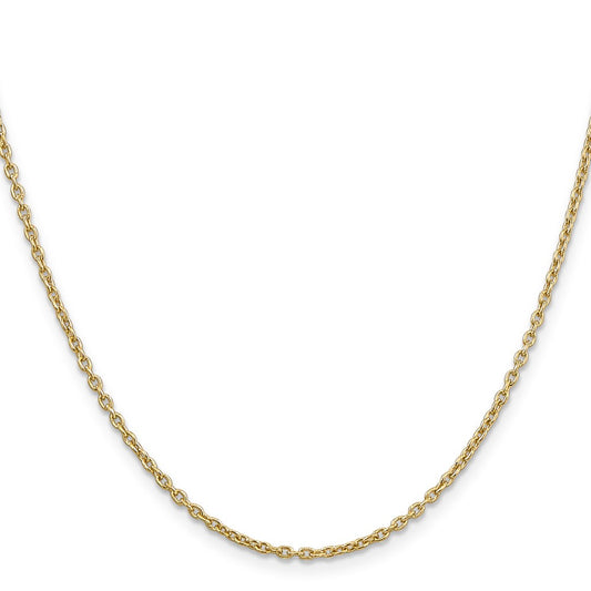 14k Yellow Gold 2mm Round Open Link Cable Chain Necklace