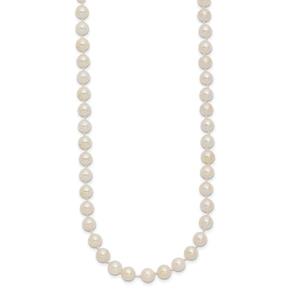 14k Yellow Gold 5-6mm White Round Akoya Saltwater Cultured Pearl Necklace