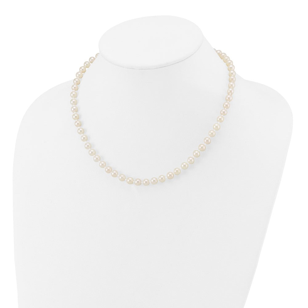 14k Yellow Gold 5-6mm White Round Akoya Saltwater Cultured Pearl Necklace