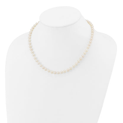 14k Yellow Gold 5-6mm White Round Akoya Saltwater Cultured Pearl Necklace