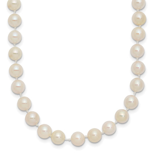 14k Yellow Gold 5-6mm White Round Akoya Saltwater Cultured Pearl Necklace