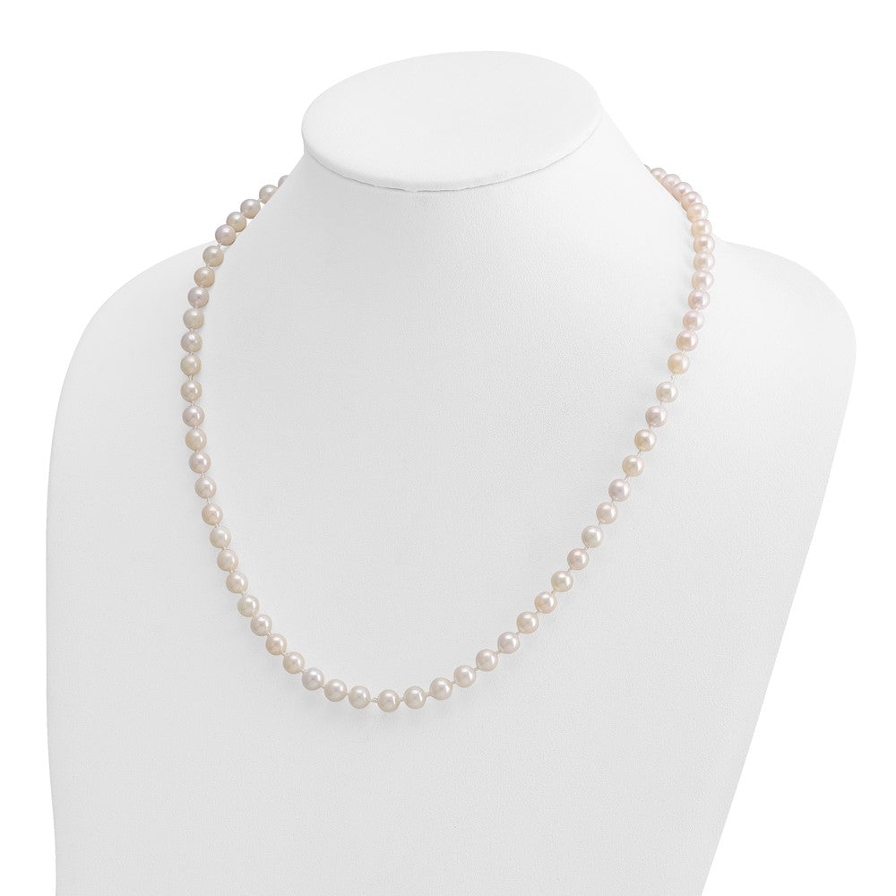 14k Yellow Gold 6-7mm White Round Akoya Saltwater Cultured Pearl Necklace