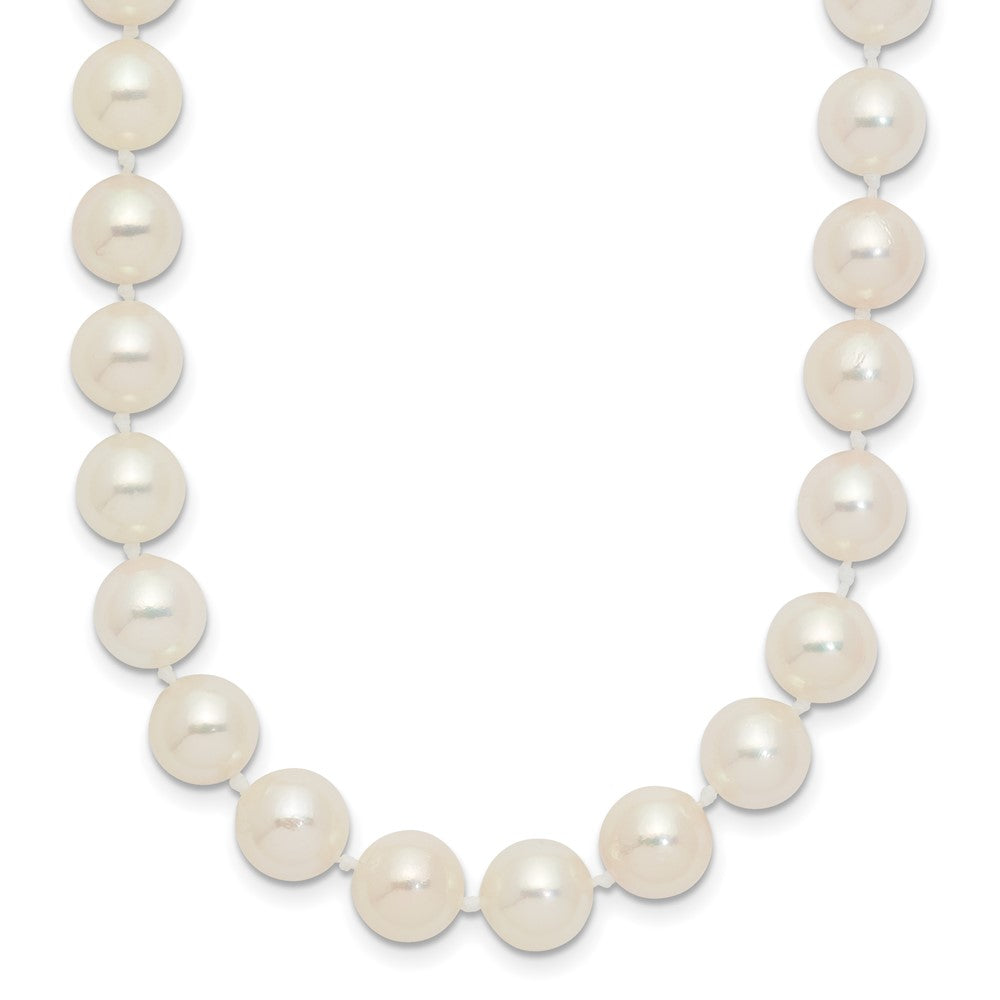 14k Yellow Gold 7-8mm White Round Akoya Saltwater Cultured Pearl Necklace