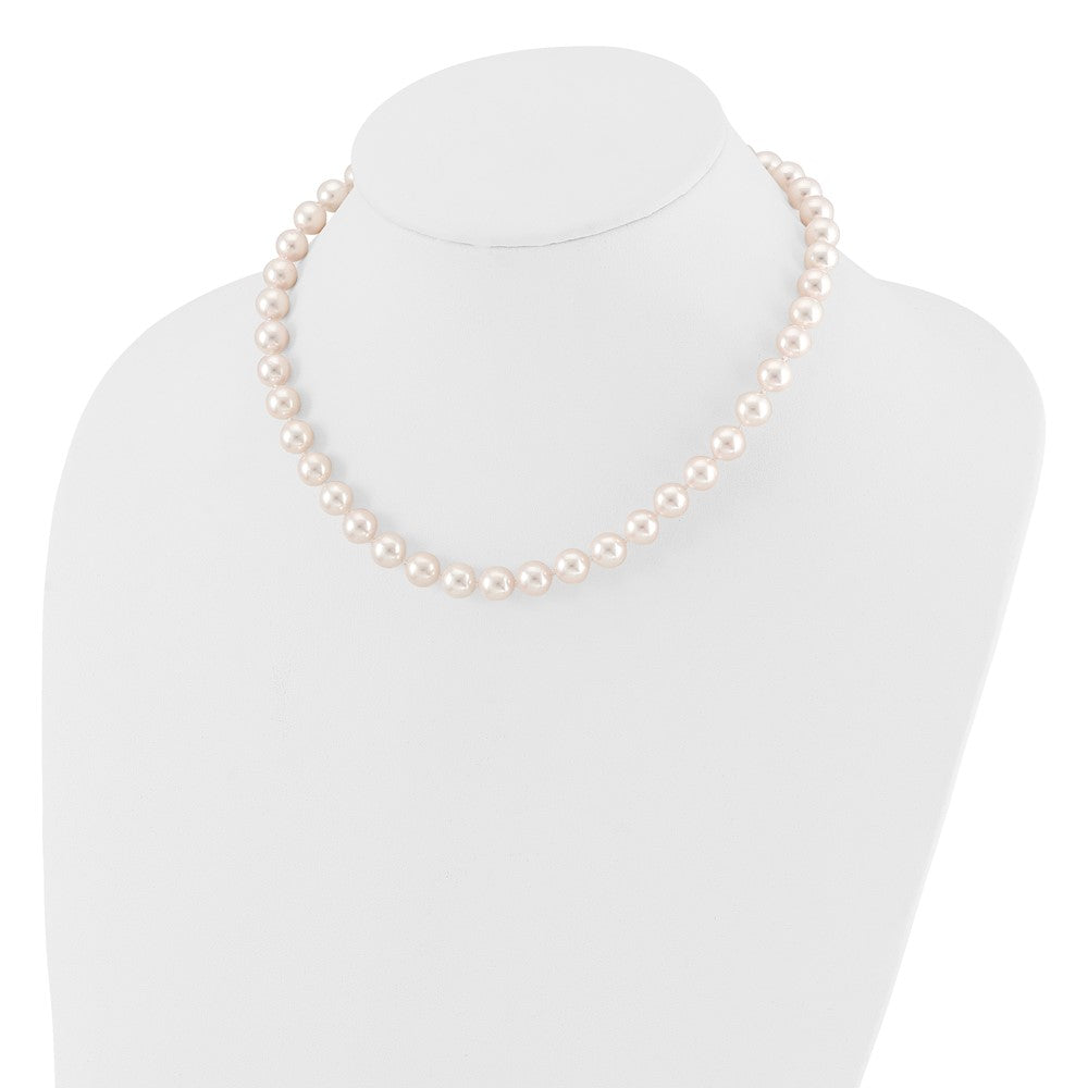 14k Yellow Gold 8-9mm White Round Akoya Saltwater Cultured Pearl Necklace