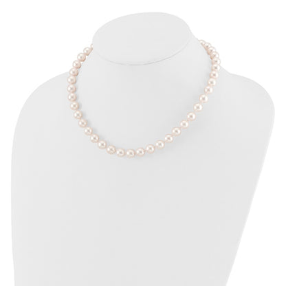 14k Yellow Gold 8-9mm White Round Akoya Saltwater Cultured Pearl Necklace