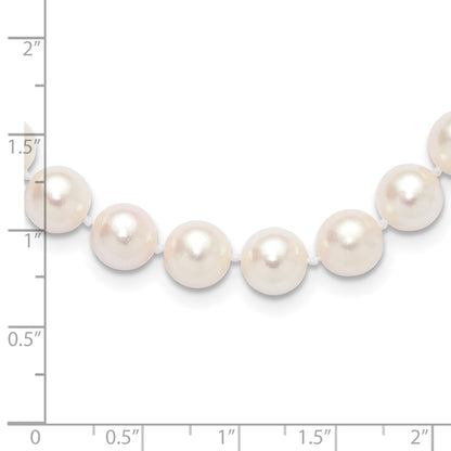14k Yellow Gold 8-9mm White Round Akoya Saltwater Cultured Pearl Necklace