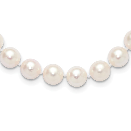 14k Yellow Gold 8-9mm White Round Akoya Saltwater Cultured Pearl Necklace