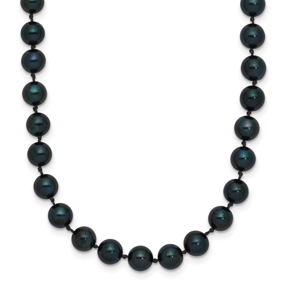 14k White Gold 5-6mm Black Round Akoya Saltwater Cultured Pearl Necklace