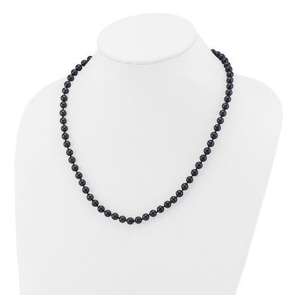 14k White Gold 6-7mm Black Round Akoya Saltwater Cultured Pearl Necklace