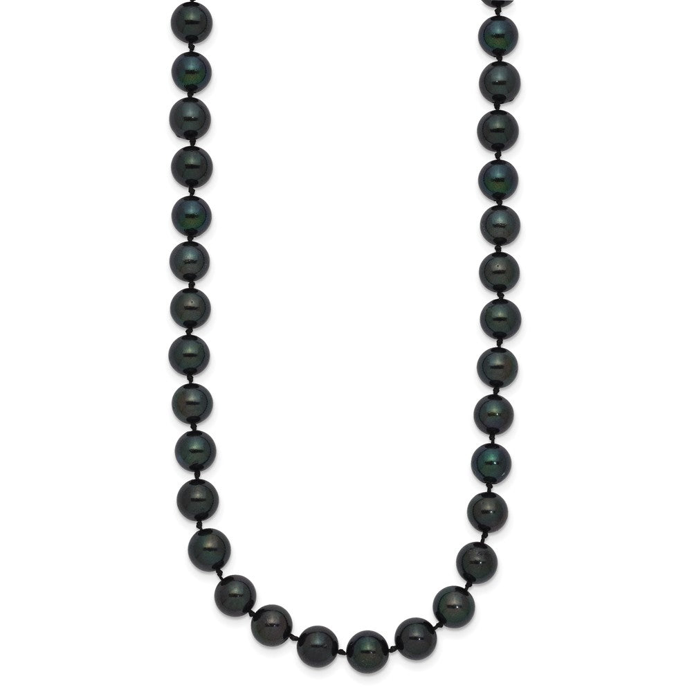 14k White Gold 7-8mm Black Round Akoya Saltwater Cultured Pearl Necklace