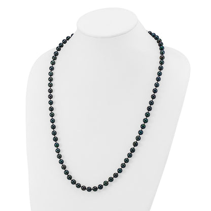 14k White Gold 7-8mm Black Round Akoya Saltwater Cultured Pearl Necklace