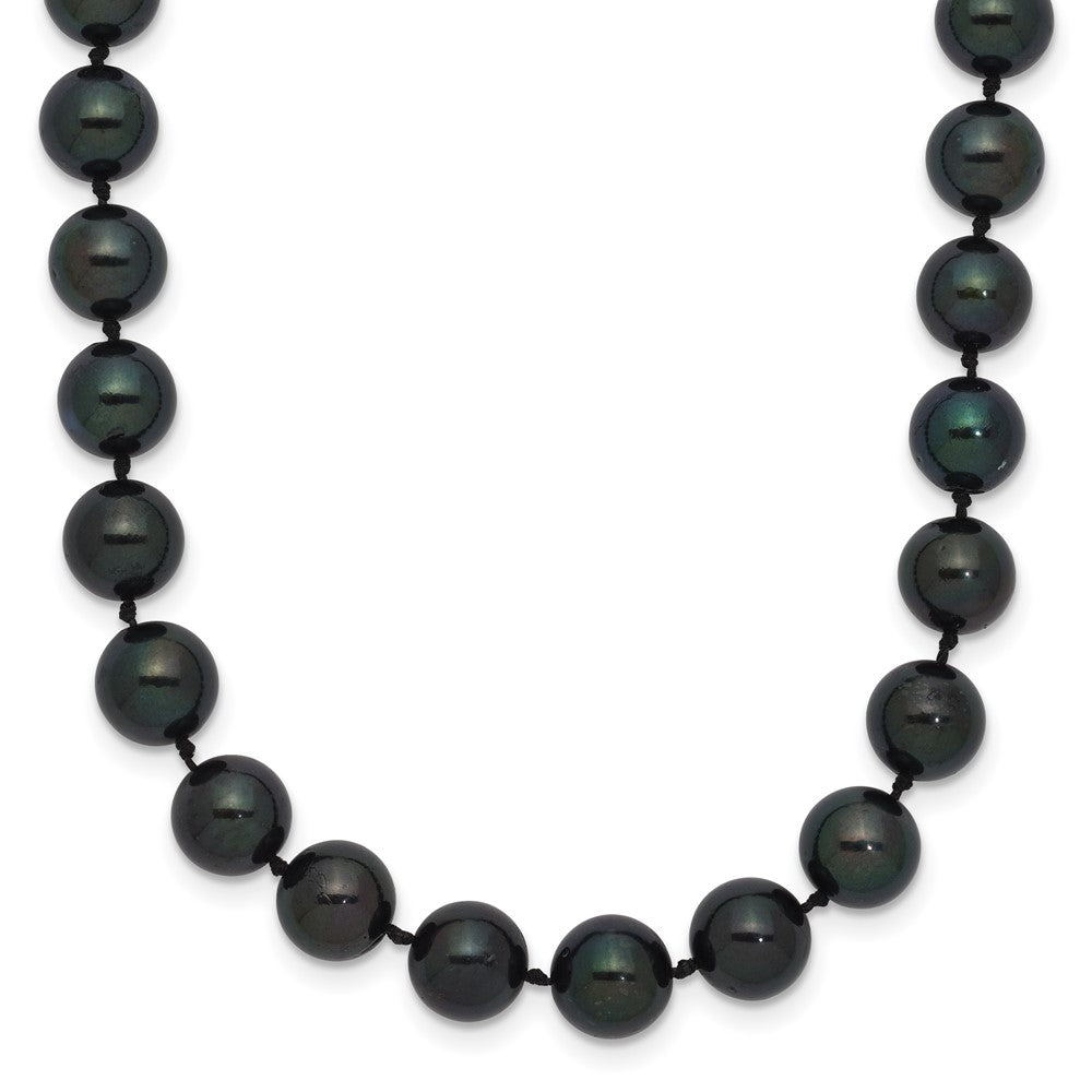 14k White Gold 7-8mm Black Round Akoya Saltwater Cultured Pearl Necklace
