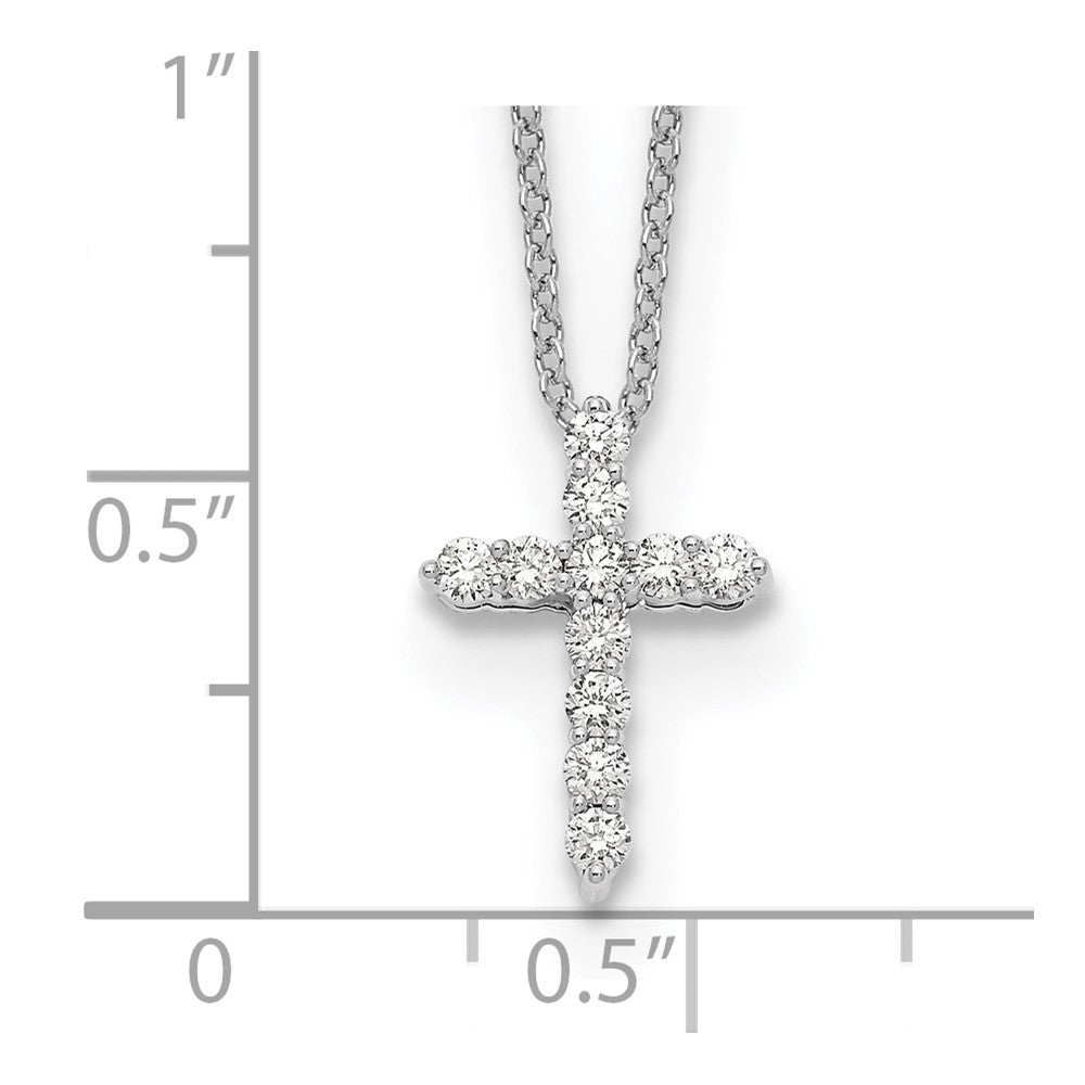 10k White Gold Diamond Cross Necklace 18"