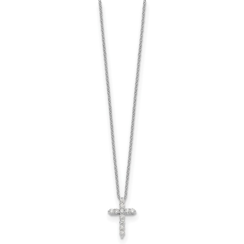 14k Gold Polished Diamond Cross Pendant Necklace 18"