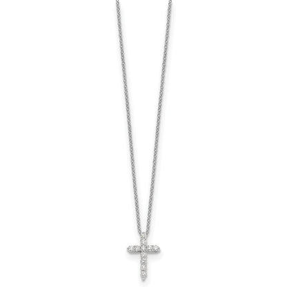 14k Gold Polished Diamond Cross Pendant Necklace 18"
