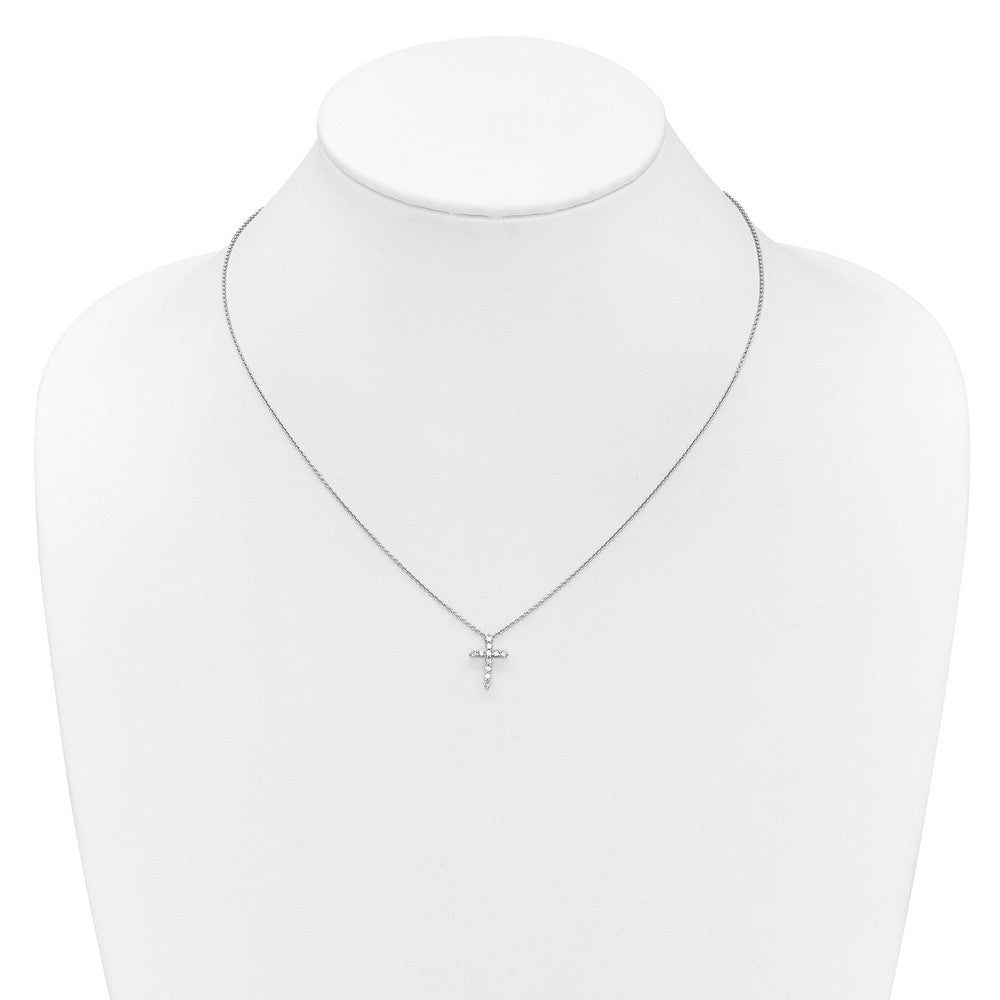 14k Gold Polished Diamond Cross Pendant Necklace 18"