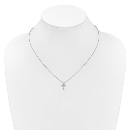 14k Gold Polished Diamond Cross Pendant Necklace 18"