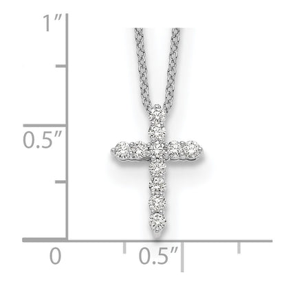 14k Gold Polished Diamond Cross Pendant Necklace 18"