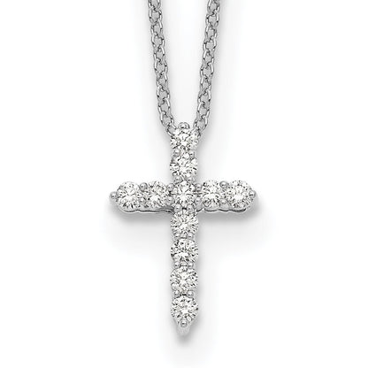 14k Gold Polished Diamond Cross Pendant Necklace 18"