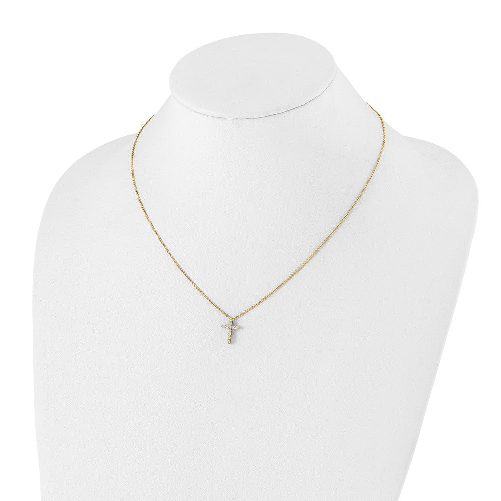14k Gold Polished Diamond Cross Pendant Necklace 18"