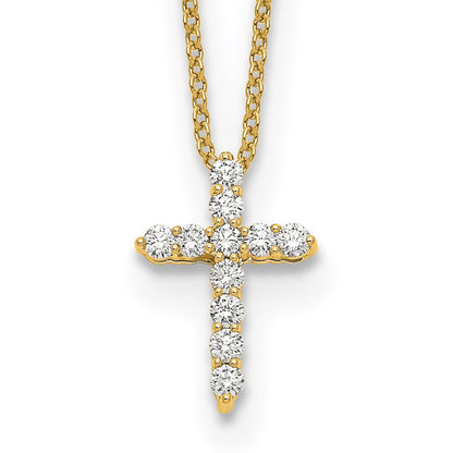 14k Gold Polished Diamond Cross Pendant Necklace 18"