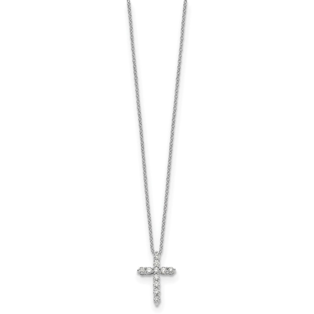 14k Gold Polished Diamond Cross Pendant Necklace 18"