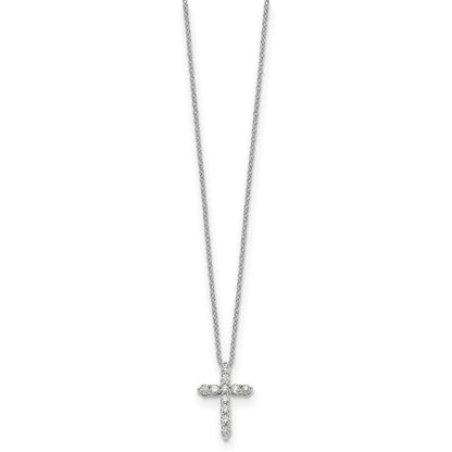 14k Gold Polished Diamond Cross Pendant Necklace 18"